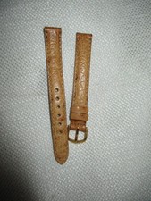 GENUINE ostrich exotic watchstrap watch band strap 12 mm natural tan gold