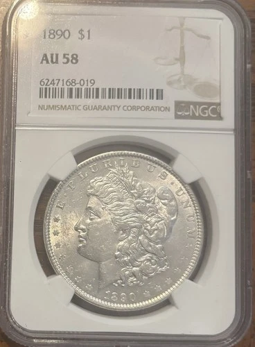 1890 $1 Morgan Silver Dollar NGC AU58