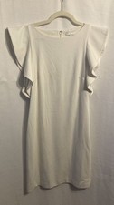 H by Halston Flutter Sleeve Sheath Dress | Ivory White Bridal Cocktail | Size 4