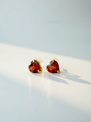 18K S18K massiv Gold Granat Herz Ohrringe 1,6ct natürlicher Granat Januar Geschenk