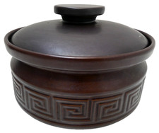 VINTAGE DOULTON AUSTRALIA POTTERY CASSEROLE POT CROCK GRECIAN KEY STONEWARE