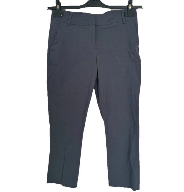 Mexx Grey Blue Cropped Capri Pants Trousers Size 34 Pockets Belt Loops Classic