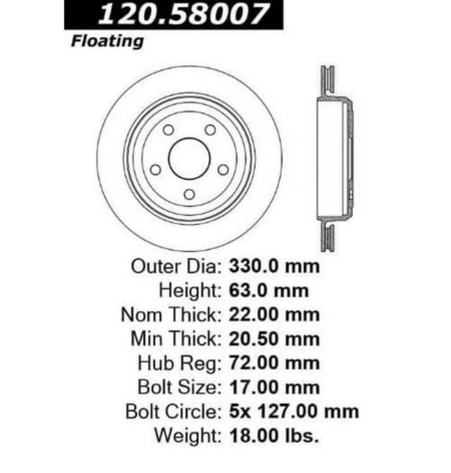Centric 120.58007 Premium Brake Rotor Fits select: 2014-2015 JEEP GRAND CHEROKEE Foto 2 de 3