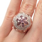 CHUCK CLEMENCY Sterling Silver Rose Gold Plated Amethyst & Topaz Ring Size 5.25