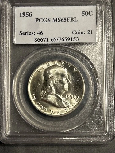 1956 Franklin Half Dollar PCGS MS65 FBL Bright!!!!