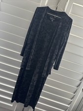 541. Carole Little Black Floral Sleeveless Dress W Long Sleeve Sweater Set PM/PS