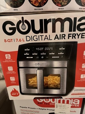 Gourmia 8 Qt Digital Air Fryer GAF858 Black Stainless One Touch Open Box