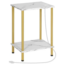 Side Table with Charging Station, End Table with USB Port and Outlet, Nightst...