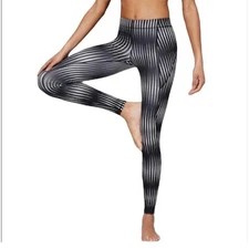 Ivy Park Kaleidostripe black Leggings breathable zipper pocket women size small