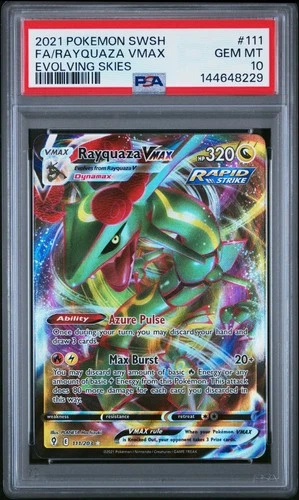 PSA 10 Rayquaza VMAX #111/203 SWSH07: Evolving Skies Full Art 2021