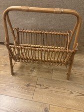 Vintage Bamboo Cane Magazine Newspaper Storage Rack Holder Boho 50cm