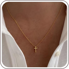Cross Necklace for Women, Dainty Gold Necklace Tiny Cross Charm Necklace