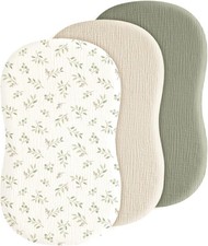 Baby Muslin Bassinet Sheets 3 Pack for Boys Girls, Soft Breathable Cotton