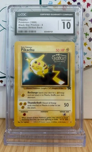 CGC 10 GEM MINT Pikachu #4 Black Star Promo - 1999 WotC Pokemon The First Movie
