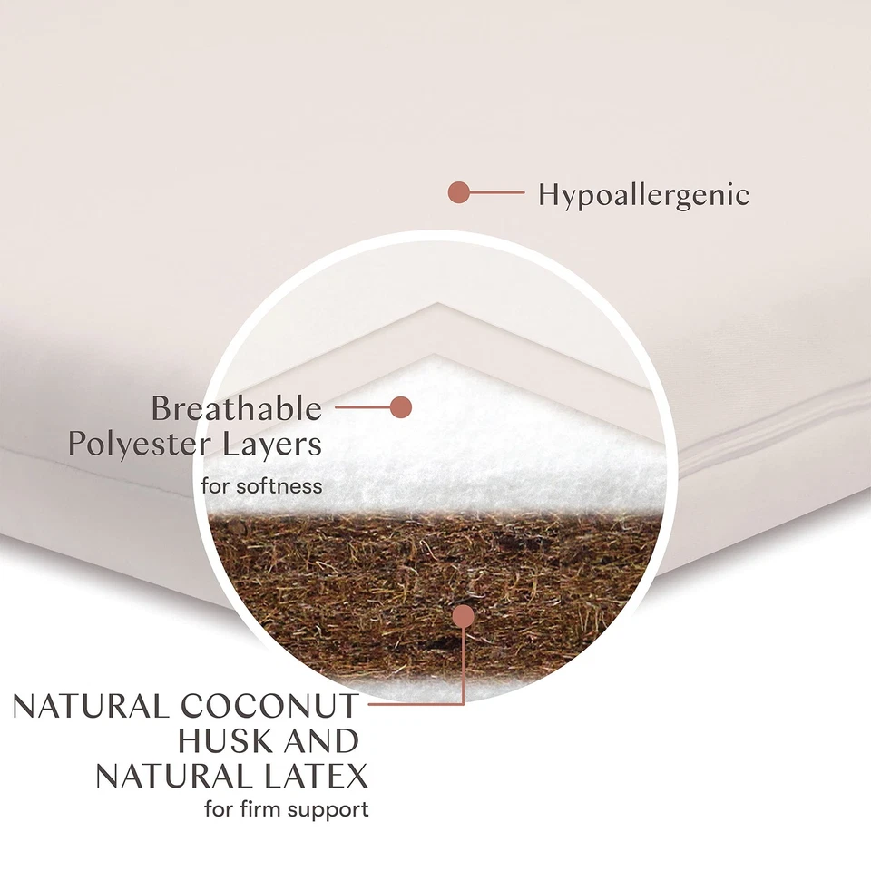 Матрас для кроватки Coco Core, умный водоотталкивающий чехол, натуральный твердый кокосовый... - Изображение 4 из 4