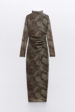 Zara Leopard Animal-Print Tulle Maxi Dress