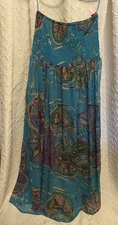Pia Rossini Beach Pool Dress Flowy Turquoise & Purple Bandeau Dress S/M