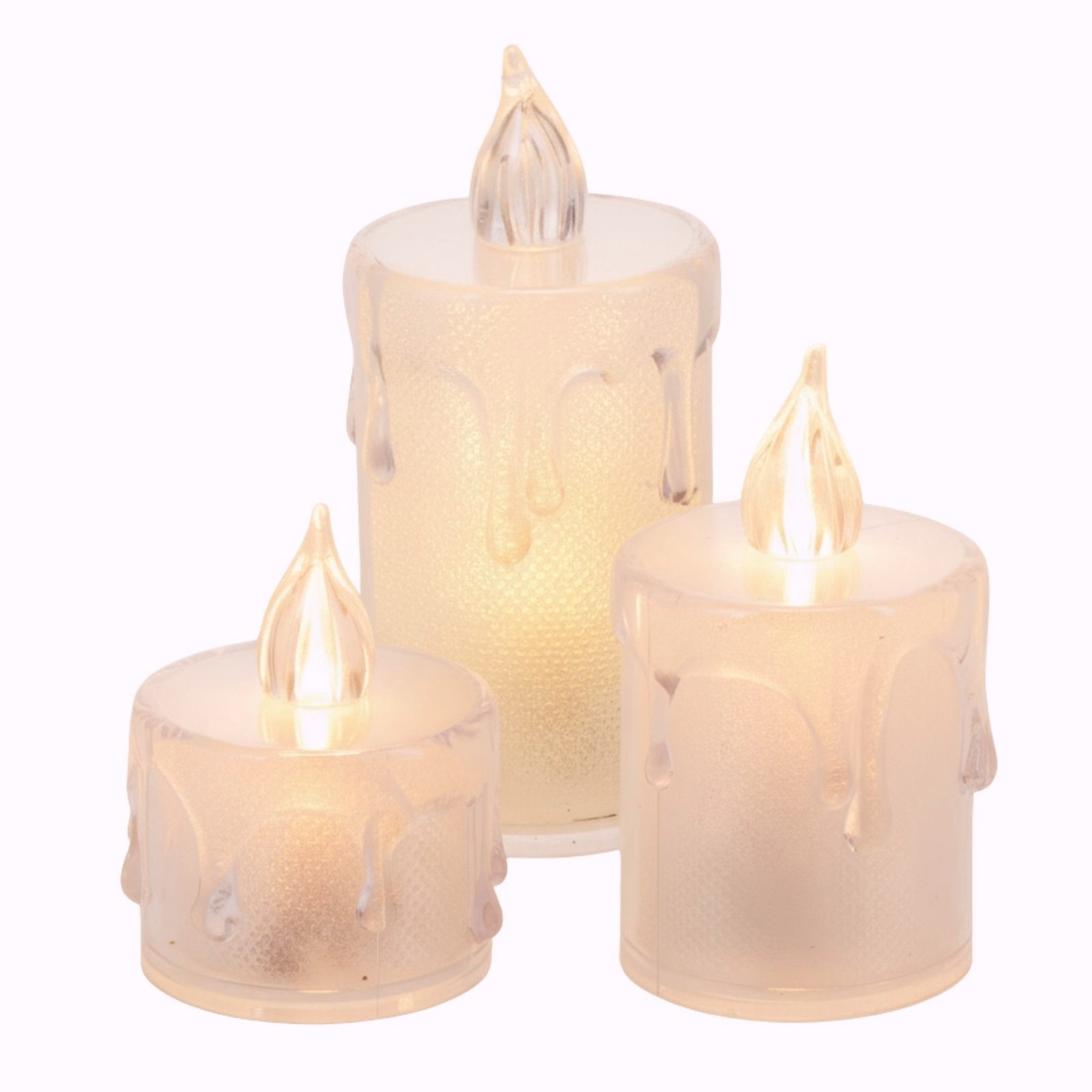 Candela LED Natalizia a Batteria Decorazione Natalizia da Interno Set di 3 Decorazioni