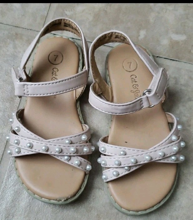 Cat & Jack Toddler Girls Pink Pearl Sandals Size 7