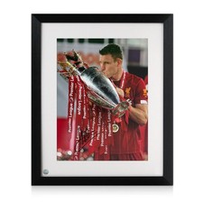 James Milner Signed Liverpool Football Photo: Premier League Trophy. Framed