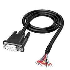 Serial Extension Cable 6.56Ft 24AWG DB15 15Pin VGA Female Bare Wire End Gold