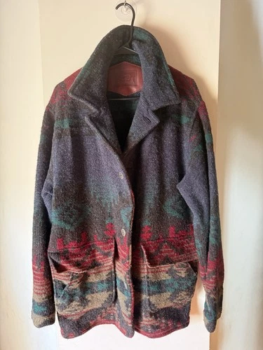 Woolrich Men's Geometric Southwestern Wool Jacket M 40" Chest Pockets - product listing photo