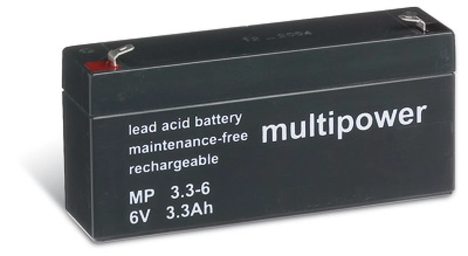 Batería de plomo Powery (multipower) MP3,3-6 reemplaza Panasonic LC-R063R4P 6V 3,3Ah/20Wh