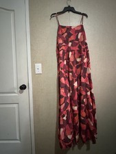 Nine West Womens Multicolor Geometric Sleeveless Asymmetric Tiered Maxi Dress XL