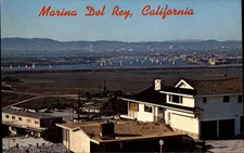 California Marina Del Rey boat harbor man made aerial ~ 1970s postcard sku895