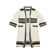 Women s Long Cardigan/sweater, Cream Size Medium