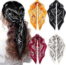 4 Pack Satin Silk Bandanas 27x27 Hair Wrap Head Scarf for Women