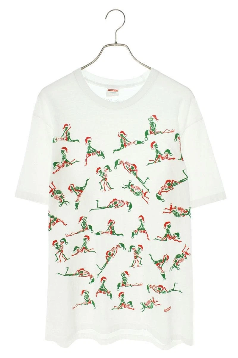T shirt suprême taille L 17AW Christmas Tee crâne Noël imprimé t shirt occasion