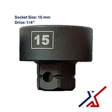 15mm. x 1/4" Drive Nano Socket / Stuby Socket by X1 Tools