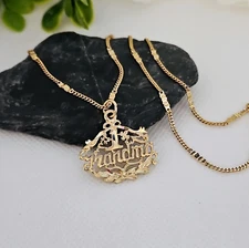 Gold Grandma Necklace, Number One Grandma Necklace, 14k Heavy Plated Gold, Fancy