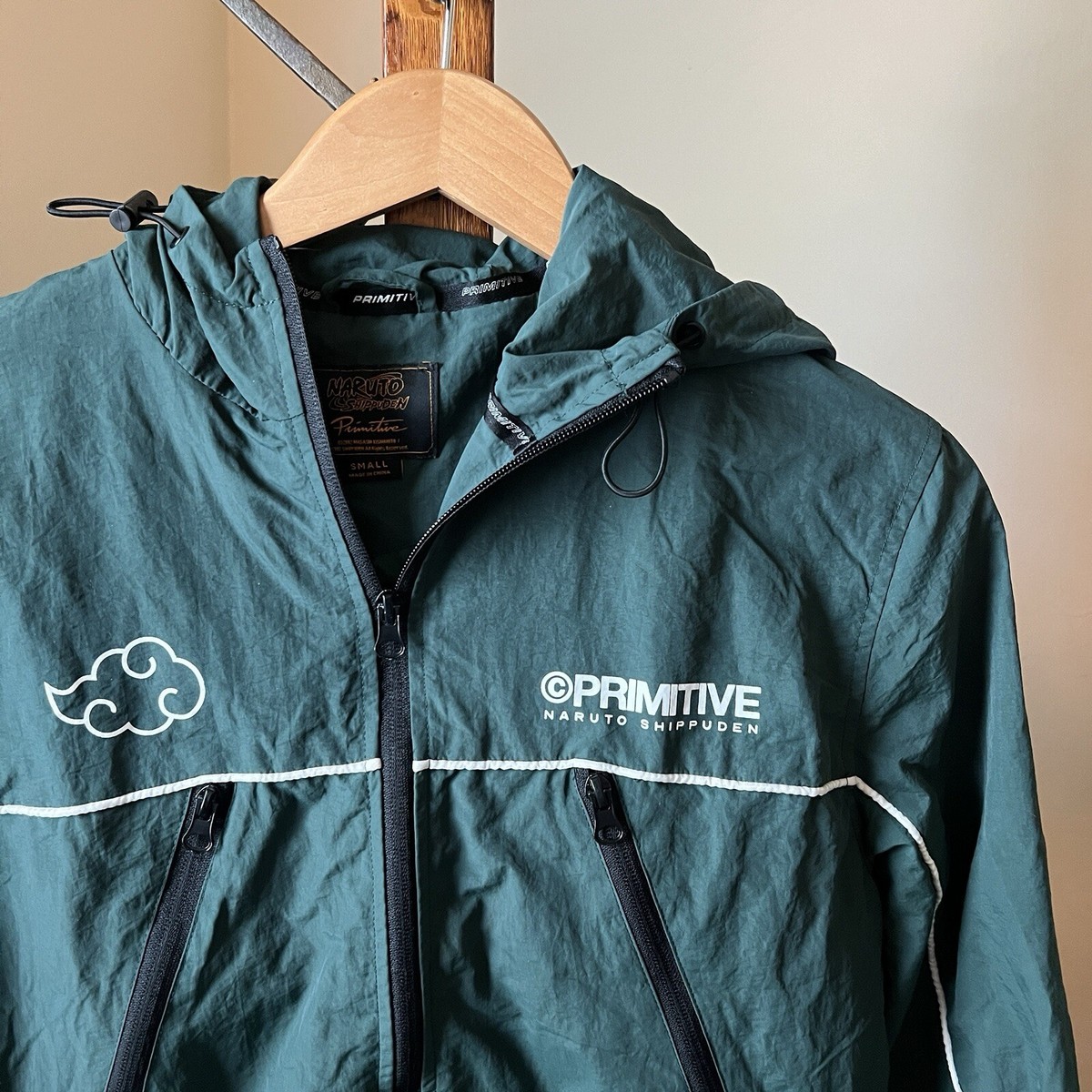 Primitive x Naruto Shippuden Itachi Green Windbreaker Jacket Men's