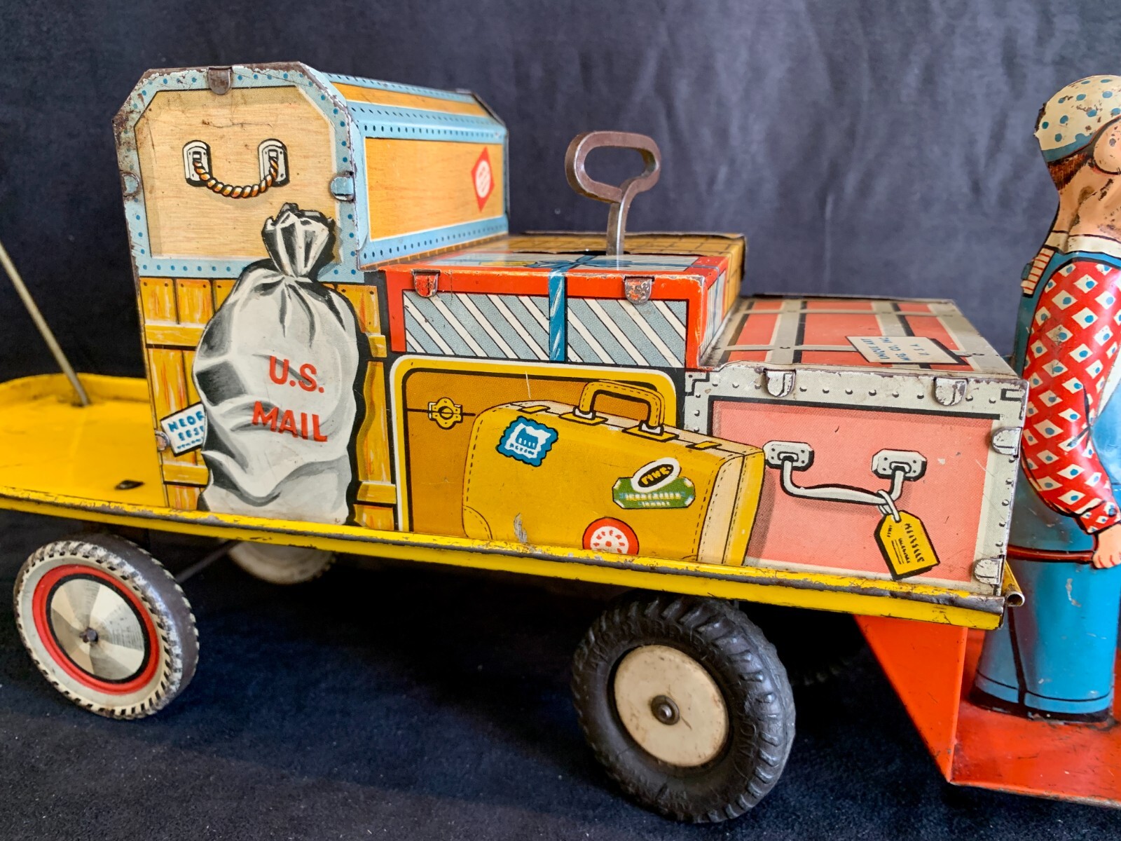 Vintage Unique Art Finnigan Porter Wind Up Tin Litho USA WORKS 1950s Ex Cond