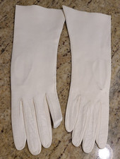 Vintage Size 7 M/L White Leather 11.5" Formal Gloves