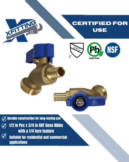 100 Pcs XFITTING 1/2" Pex B Hose Bibb No kink, 1/2" Pex Sillcock, Garden Valve - Image 4 of 4