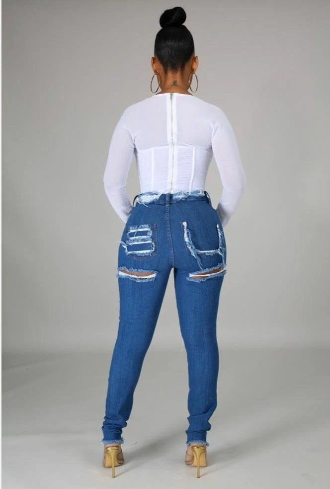 Women cut hotsell up jeans