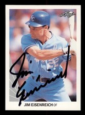 SIGNED 1990 LEAF #278 JIM EISENREICH AUTOGRAPH KANSAS CITY ROYALS