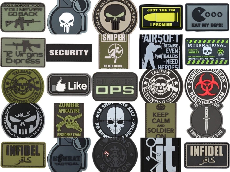 Tactical Airsoft Patch Hook & Loop PVC Badge Morale Paintball Zombie Sticky UK - Image 2 of 2