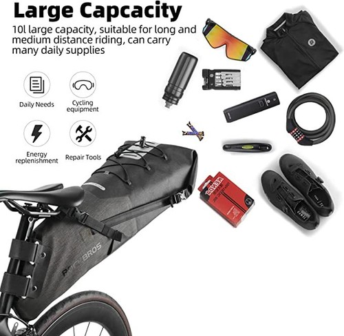 ROCKBROS Bike Rear Bag Waterproof Cycling MTB Bicycle Saddle Bag Storage Bag - Picture 4 of 10
