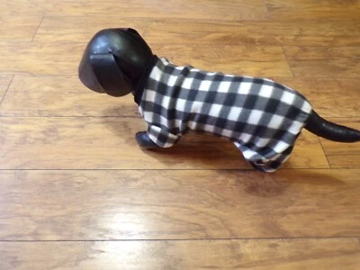 pet dog pajamas, fleece, black&white plaid, Medium*(read size details) - Image 1 of 4