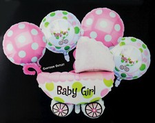 Gender Reveal Foil Balloons Baby Shower Pink Decoration Carriage