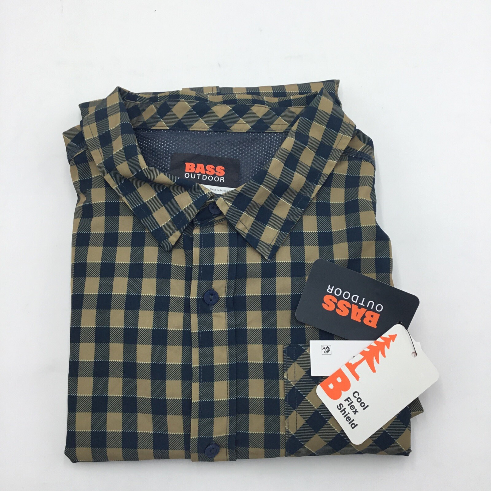 Мужская рубашка в клетку BASS OUTDOOR Summar, ламинария- Small Buffalo, XL