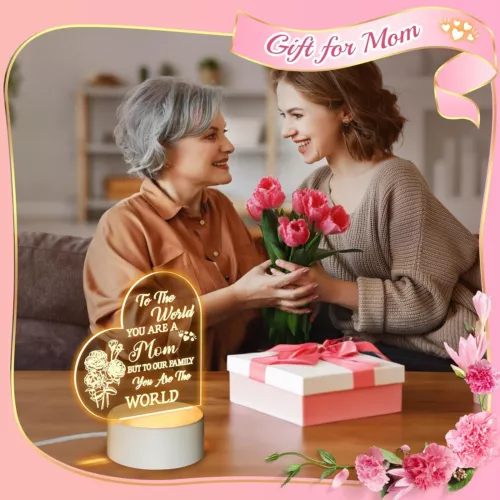 Luz nocturna grabada para mamá - Regalo conmovedor "You Are The World", alimentación USB - Imagen 7 de 8