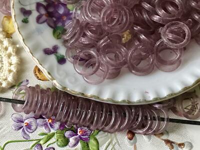 Vintage Glass Amethyst Rings beads, Donut Beads, Vintage Glass Beads, #B263E