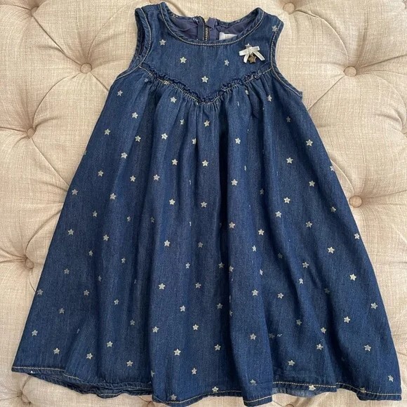Lily Wicket Kids girl’s blue chambray/denim stars dress size 5T