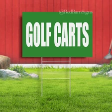 GOLF CARTS Indoor Outdoor Yard Sign with metal stakes