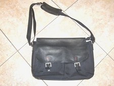 VTG"JACK GEORGES"USA Briefcase Messenger Lap Top Leather/Canvas16.5"Lx12"Hx4"D